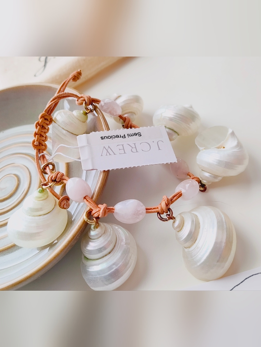 NWT J.Crew Semi Precious White Shell Statement Bracelet